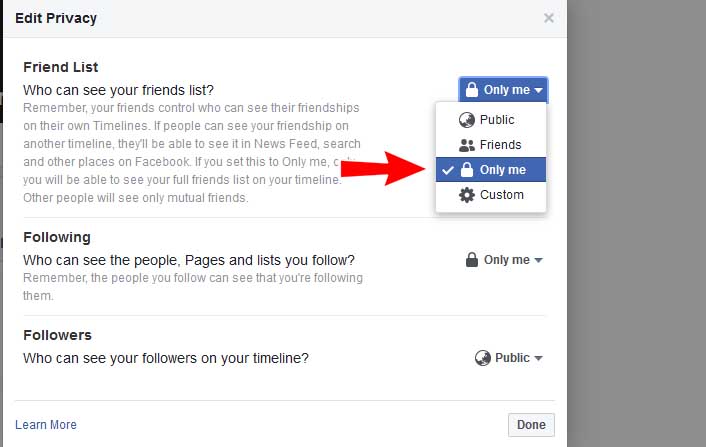how to Hide facebook Friends List From Everyone