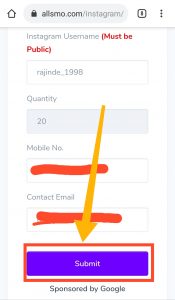 Instagram Follower Service Configuration Submit all SMO