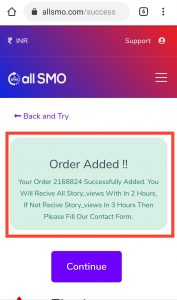 all SMO Order Success Page