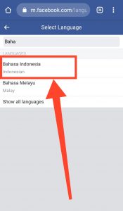 indonesia language select