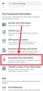 click on download your information